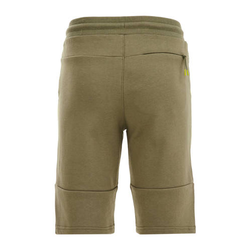 WE Fashion slim fit sweatshort kaki Groen Jongens Katoen Effen 104