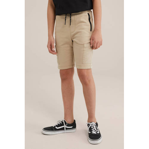 WE Fashion slim fit sweatshort beige Effen 104 | Sweatshort van