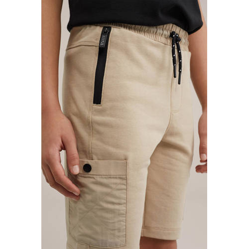 WE Fashion slim fit sweatshort beige Effen 104 | Sweatshort van