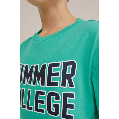 WE Fashion T-shirt met printopdruk simply green Groen Jongens Katoen Ronde hals 134 140