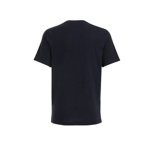 WE Fashion T-shirt met printopdruk donkerblauw Jongens Katoen Ronde hals 158 164
