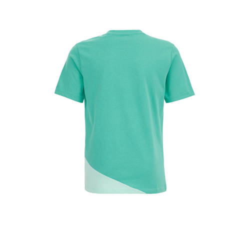 WE Fashion T-shirt turquoise lichtblauw Groen Jongens Biologisch katoen Ronde hals 122 128