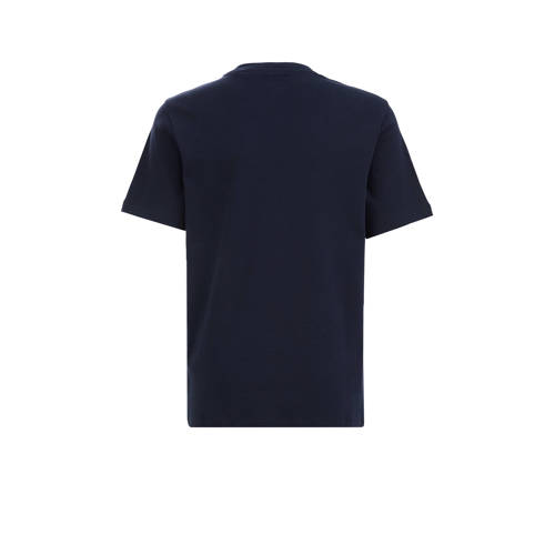 WE Fashion T-shirt navy Blauw Jongens Katoen Ronde hals Effen 92