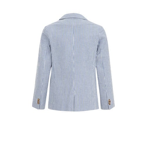WE Fashion gestreept colbert navy wit Blauw Jongens Katoen Smokingkraag 98 104