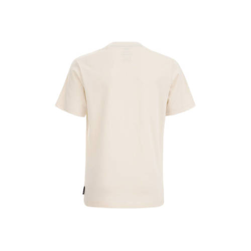 WE Fashion T-shirt met printopdruk oatmeal Beige Jongens Katoen Ronde hals 146 152