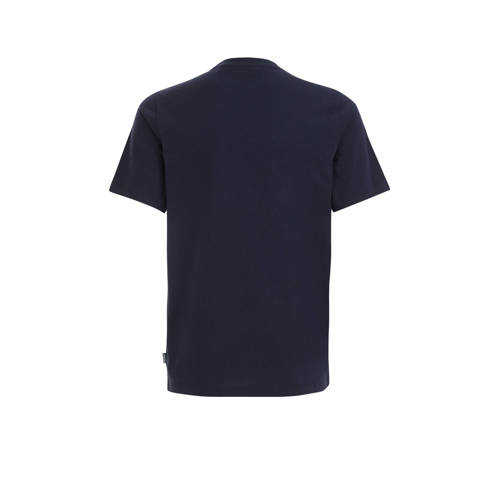 WE Fashion T-shirt met printopdruk donkerblauw Jongens Katoen Ronde hals 110 116