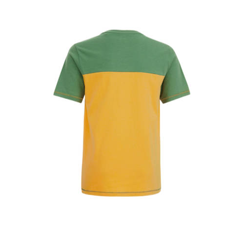 WE Fashion T-shirt groen geel Jongens Katoen Ronde hals Meerkleurig 98 104