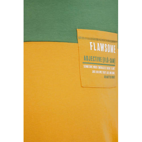 WE Fashion T-shirt groen geel Jongens Katoen Ronde hals Meerkleurig 146 152