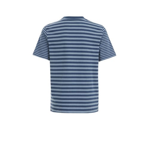 WE Fashion gestreept T-shirt blauw donkerblauw Jongens Katoen Ronde hals 134 140