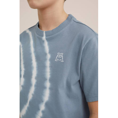 WE Fashion T-shirt met all over print blauw Jongens Katoen Ronde hals All over print 110 116