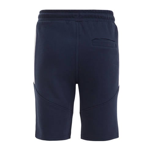 WE Fashion slim fit sweatshort donkerblauw Effen 104