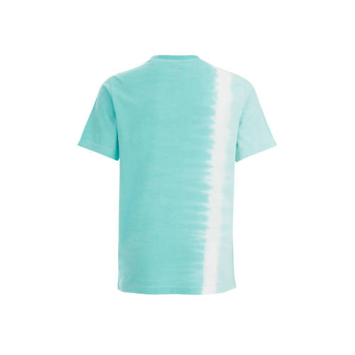 WE Fashion tie-dye T-shirt lichtblauw wit Jongens Katoen Ronde hals Tie-dye 134 140
