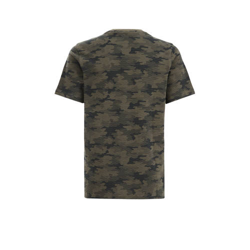 WE Fashion T-shirt met all over print groen Jongens Katoen Ronde hals All over print 110 116