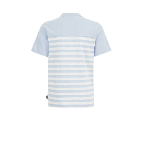 WE Fashion gestreept T-shirt lichtblauw Jongens Katoen Ronde hals Streep 98 104