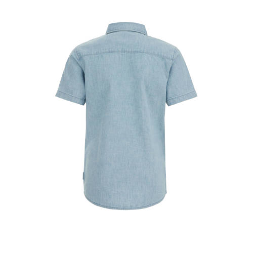 WE Fashion overhemd blauw Jongens Katoen Klassieke kraag Effen 92