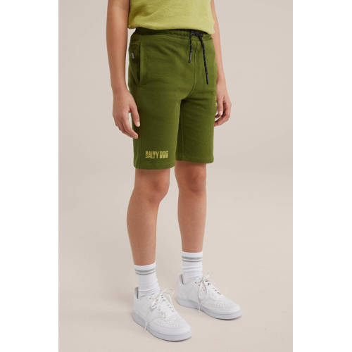 WE Fashion sweatshort mosgroen Effen 92 | Sweatshort van