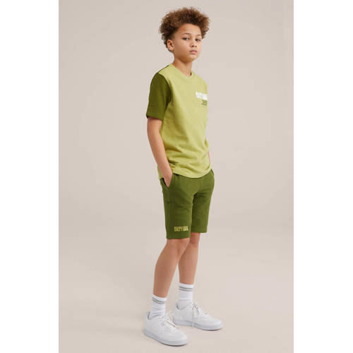 WE Fashion sweatshort mosgroen Effen 92 | Sweatshort van