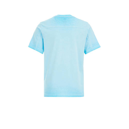 WE Fashion T-shirt met printopdruk lichtblauw Jongens Katoen Ronde hals 98 104