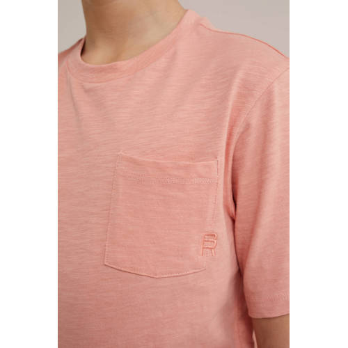 WE Fashion T-shirt zalmroze Jongens Katoen Ronde hals Effen 92