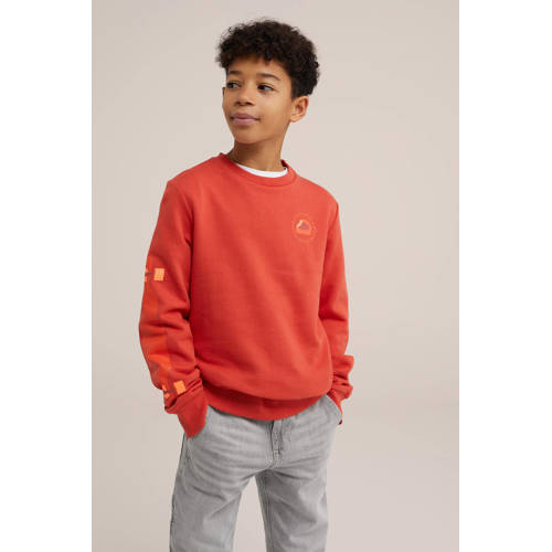WE Fashion sweater met printopdruk rood Printopdruk 110 116