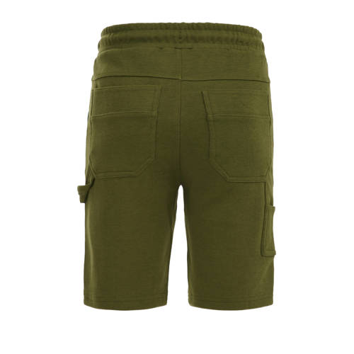 WE Fashion slim fit cargo short groen Korte broek Jongens Katoen Effen 110