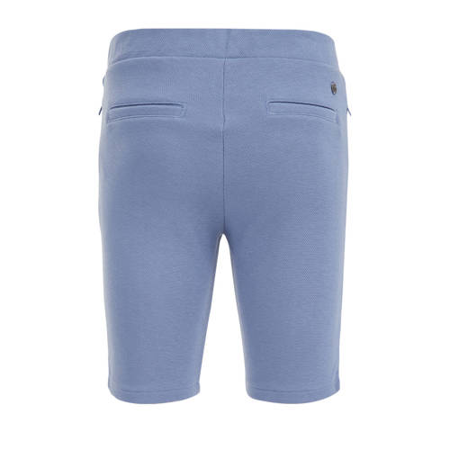 WE Fashion slim fit sweatshort blauw Jongens Gerecycled polyester Effen 116