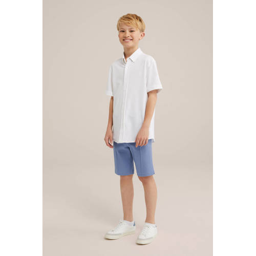WE Fashion slim fit sweatshort blauw Jongens Polyester Effen 98