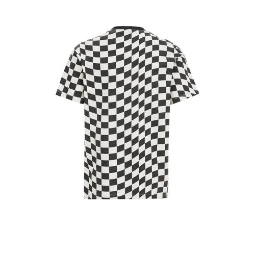 WE Fashion Salty Dog T-shirt met all over print zwart wit Jongens Katoen Ronde hals 110 116