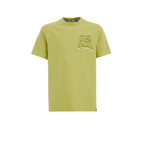 WE Fashion T-shirt met backprint olijfgroen Jongens Katoen Ronde hals Backprint