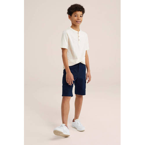 WE Fashion tapered fit cargo short royal navy Korte broek Blauw Jongens Katoen 104
