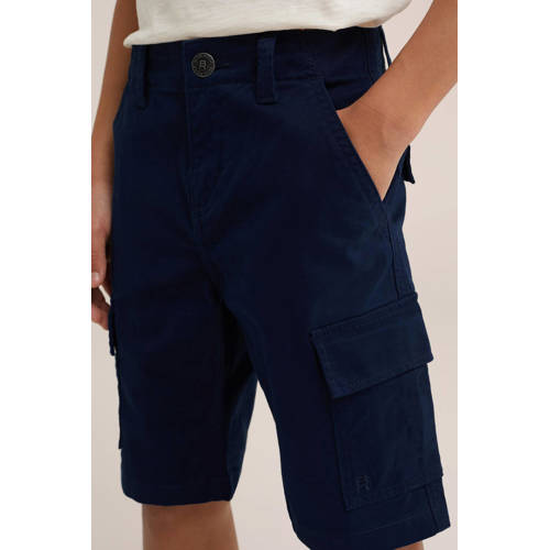 WE Fashion tapered fit cargo short royal navy Korte broek Blauw Jongens Katoen 104