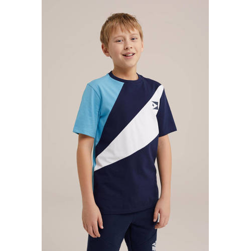 WE Fashion T-shirt blauw Jongens Katoen Ronde hals Meerkleurig 98 104