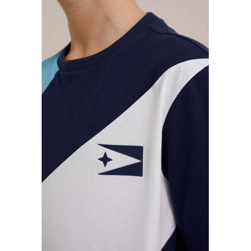 WE Fashion T-shirt blauw Jongens Katoen Ronde hals Meerkleurig 98 104