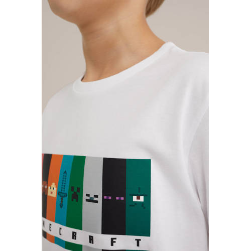 WE Fashion T-shirt met printopdruk wit Jongens Katoen Ronde hals Printopdruk 134 140