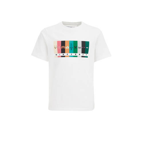 WE Fashion T-shirt met printopdruk wit Jongens Katoen Ronde hals Printopdruk