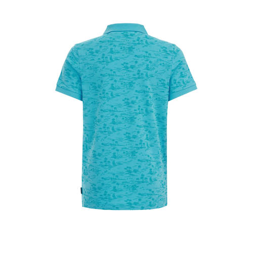 WE Fashion polo met all over print blauw Jongens Katoen Polokraag All over print 110 116