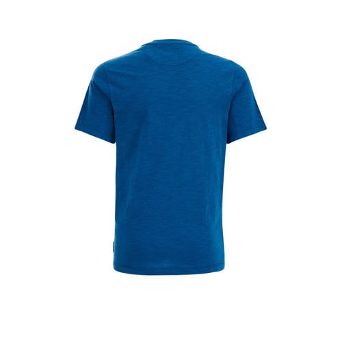 WE Fashion T-shirt blauw Jongens Katoen Ronde hals Effen 92