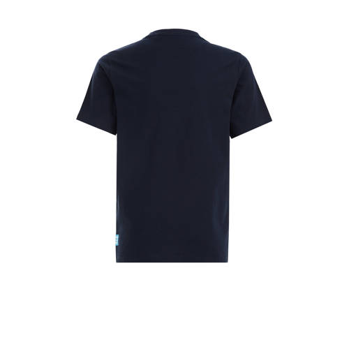 WE Fashion T-shirt met printopdruk navy Blauw Jongens Katoen Ronde hals 98 104