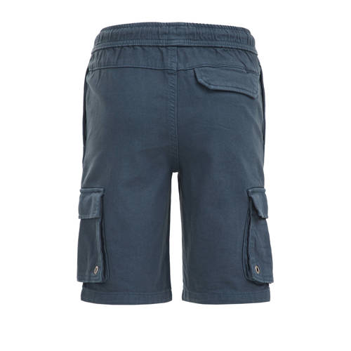 WE Fashion straight fit cargo short donkerblauw Korte broek Jongens Katoen 110