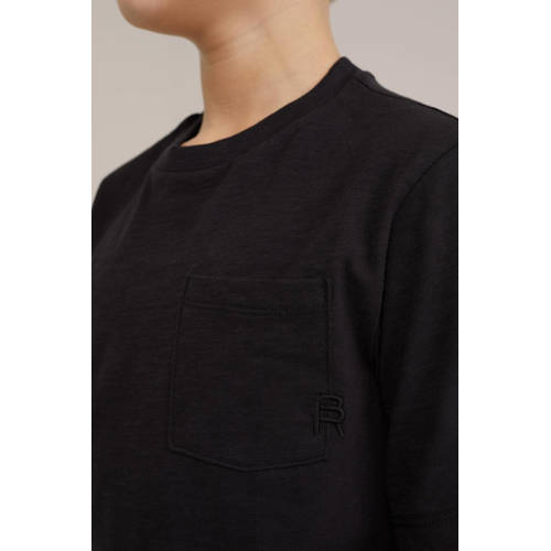 WE Fashion T-shirt zwart Jongens Katoen Ronde hals Effen 170 176