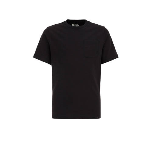 WE Fashion T-shirt zwart Jongens Katoen Ronde hals Effen - 110/116