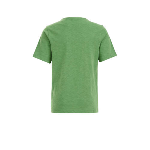 WE Fashion T-shirt groen Jongens Biologisch katoen Ronde hals Effen 92