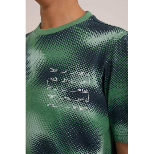 WE Fashion tie-dye T-shirt groen Jongens Katoen Ronde hals Tie-dye 98 104