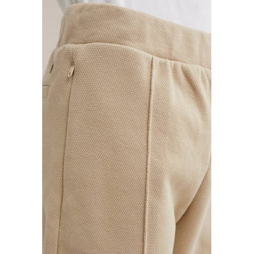 WE Fashion slim fit sweatshort sand Beige Jongens Polyester Effen 98
