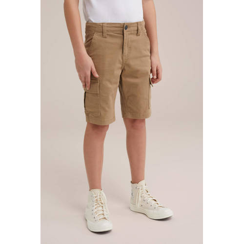 WE Fashion tapered fit cargo short dark wet sand Korte broek Bruin Jongens Katoen 92