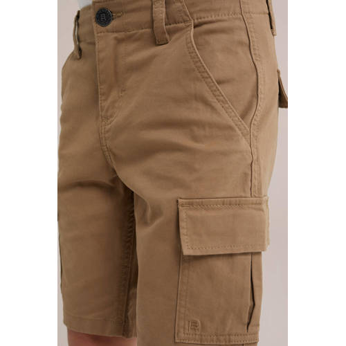 WE Fashion tapered fit cargo short dark wet sand Korte broek Bruin Jongens Katoen 92