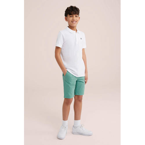 WE Fashion slim fit bermuda groen Korte broek Jongens Stretchkatoen Effen 98