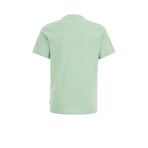WE Fashion T-shirt mintgroen Jongens Katoen Ronde hals Effen 92