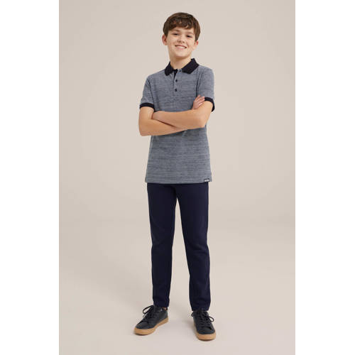 WE Fashion slim fit broek donkerblauw Jongens Katoen Effen 92
