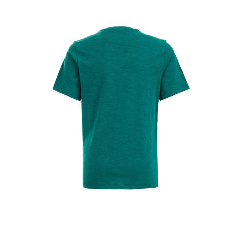 WE Fashion T-shirt donkergroen Jongens Katoen Ronde hals Effen 92